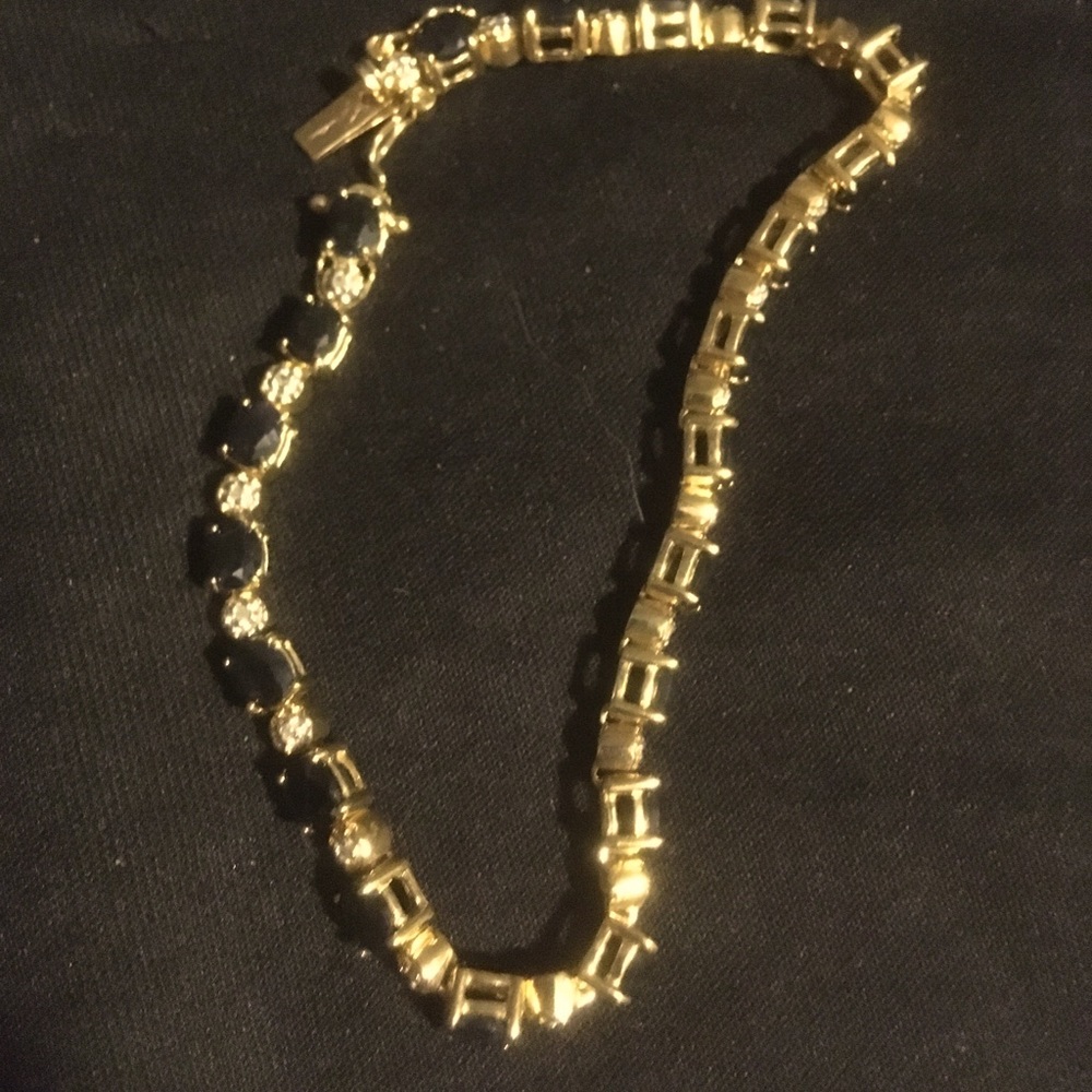 18 k yellow gold diamond sapphire bracelet